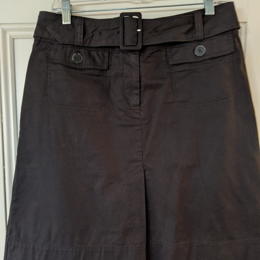 A-line black skirt with belt